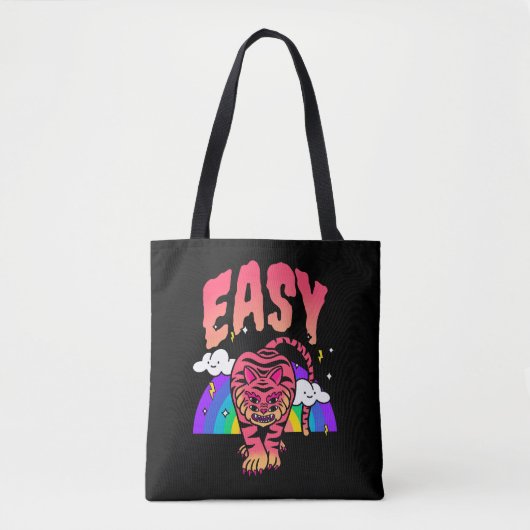 EASY Tiger Retro Rainbow Tote Bag Tiger Streifen Tasche (Vorderseite)