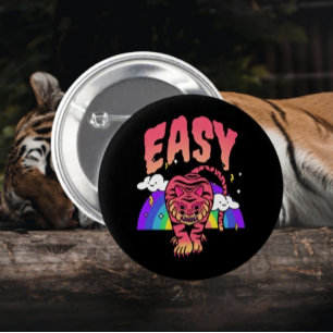 EASY Tiger Retro Regenbogen Knopf – Wilder & Lusti Button