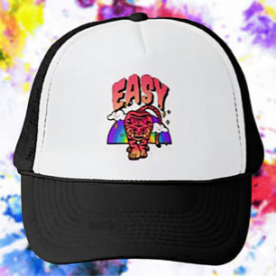 EASY Tiger Retro Regenbogen Trucker-Mütze Truckerkappe