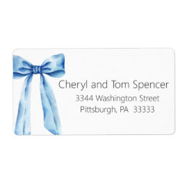 Easy To Read Blue Bow Return Address Label