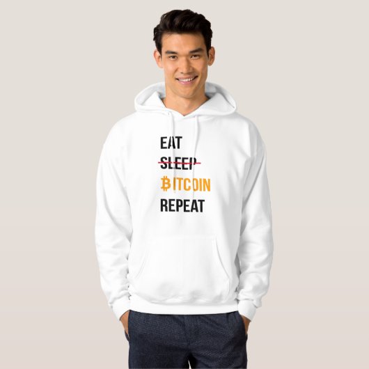 Eat Bitcoin Repeat Hoodie - Funny Crypto Hoodie (Vorne ganz)