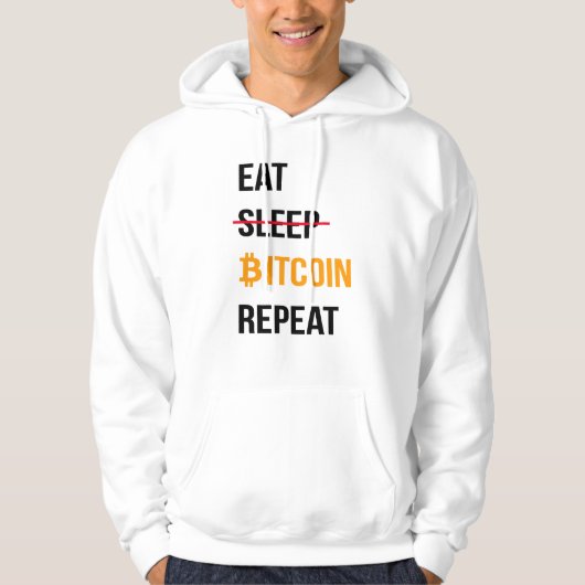 Eat Bitcoin Repeat Hoodie - Funny Crypto Hoodie (Vorderseite)