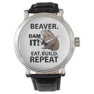 Eat Build Repeat Funny Beaver Animal Armbanduhr