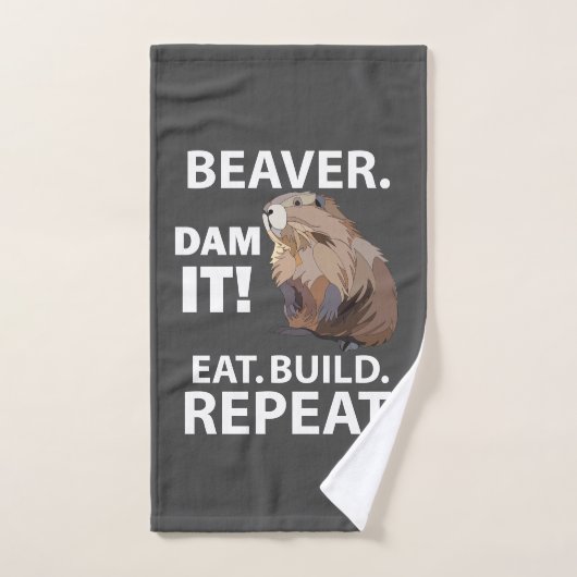 Eat Build Repeat Funny Beaver Animal Handtuch (Handtuch)