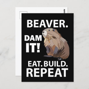 Eat Build Repeat Funny Beaver Animal Postkarte