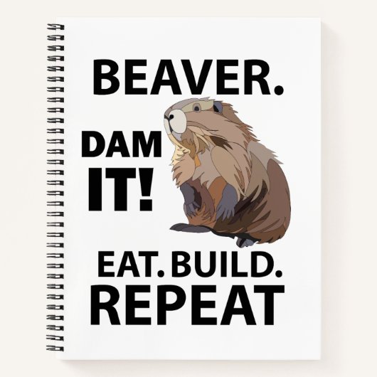 Eat Build Repeat Lustiger Biber Tier Notizblock (Vorderseite)