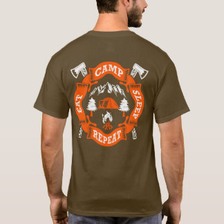 Eat Camp Sleep Wiederholung Feuer überquerte Füchs T-Shirt