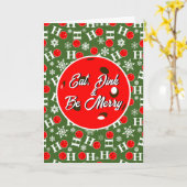 Eat Dink & Be Merry Red Green Ho Ho Ho Pickleball Karte (Gelbe Blume)