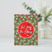 Eat Dink & Be Merry Red Green Ho Ho Ho Pickleball Postkarte (Stehend Vorderseite)