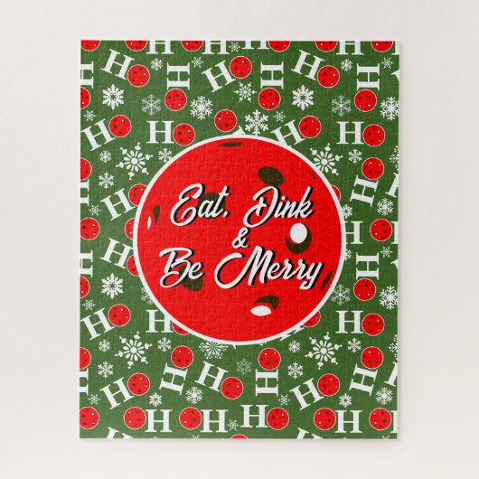 Eat Dink & Be Merry Red Green Ho Ho Ho Pickleball Puzzle (Vertikal)