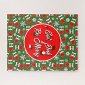 Eat Dink & Be Merry Red Green Ho Ho Ho Pickleball Puzzle (Horizontal)