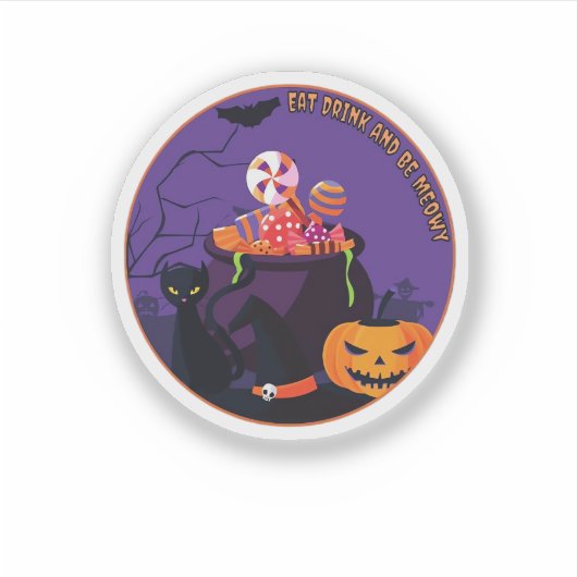 Eat Drink And Be Meowy Cute Casual Aufkleber (Vorderseite)