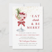 Eat Drink and Be Merry Christmas Cocktail Party Einladung (Vorderseite)
