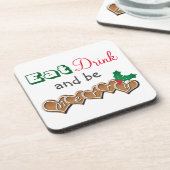 Eat, Drink and be Merry Christmas Getränkeuntersetzer (Linke Seite)
