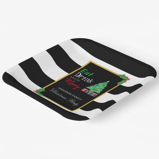 Eat Drink And Be Merry Christmas Party Pappteller (Gewinkelt)