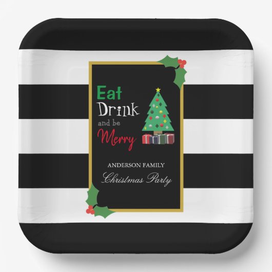 Eat Drink And Be Merry Christmas Party Pappteller (Vorderseite)
