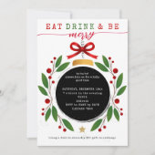 Eat Drink and Be Merry Christmas Party Potluck Einladung (Vorderseite)