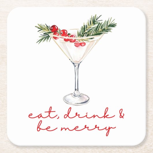 Eat, Drink, and Be Merry Christmas Rechteckiger Pappuntersetzer (Vorderseite)