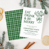 Eat Drink and Be Merry Fun Santa Christmas Party Einladung