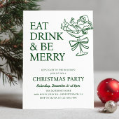 Eat Drink and Be Merry Fun Santa Christmas Party Einladung