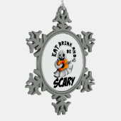 Eat Drink And Be Scared Minimal Clean Schneeflocken Zinn-Ornament (Links)