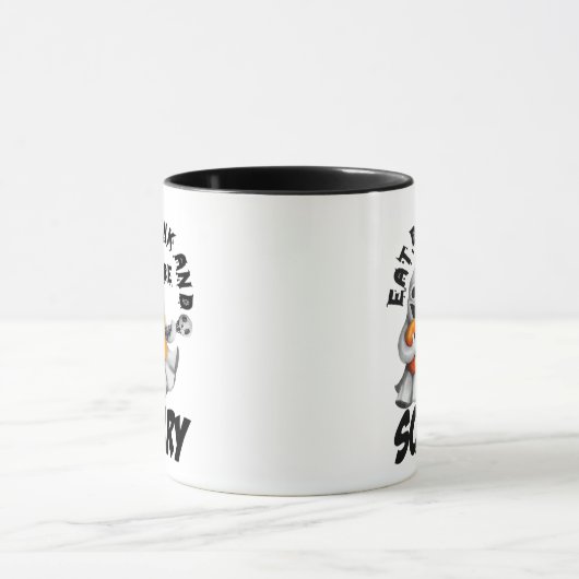 Eat Drink And Be Scared Minimal Clean Tasse (Zentrum)