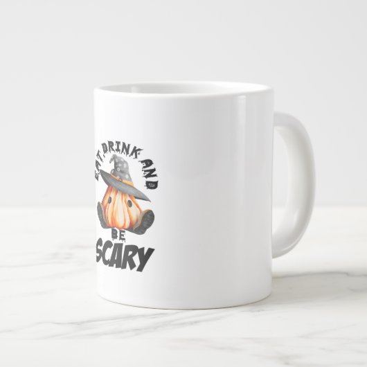 Eat Drink And Be Scared Retro Cool Jumbo-Tasse (Vorderseite Rechts)