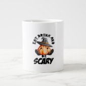 Eat Drink And Be Scared Retro Cool Jumbo-Tasse (Vorderseite)