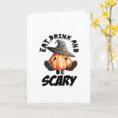 Eat Drink And Be Scared Retro Cool Karte (Gelbe Blume)