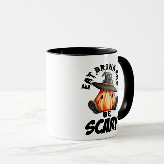 Eat Drink And Be Scared Retro Cool Tasse (VorderseiteRechts)
