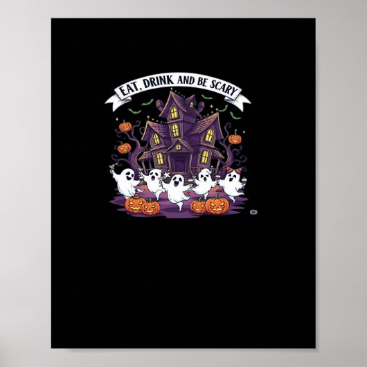 Eat Drink And Be Scary Classic Funny Retro Poster (Vorne)