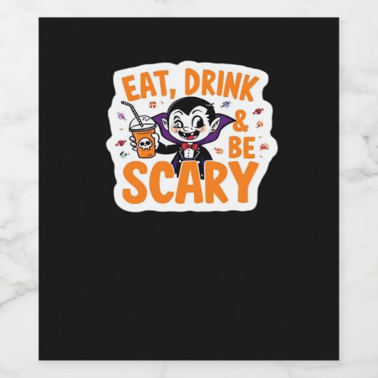 Eat Drink And Be Scary Classic Retro Cool Weinetikett (Einzelnes Label)
