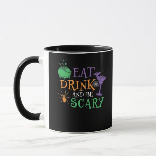 Eat Drink And Be Scary Essential Retro Graphic Tasse (Links)