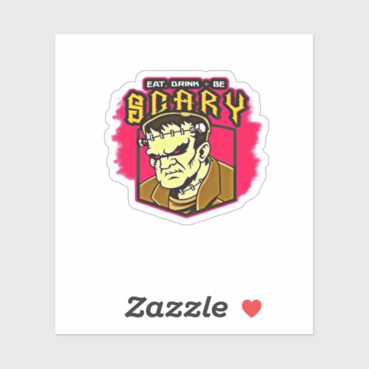 Eat Drink And Be Scary Frankenstein Halloween Crea Aufkleber (Blatt)