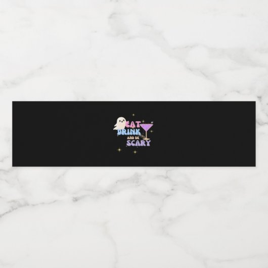 Eat Drink And Be Scary Funny Halloween Casual Uniq Wasserflaschenetikett (Einzelnes Label)