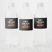 Eat Drink And Be Scary Funny Halloween Minimal Cle Wasserflaschenetikett (Flaschen)