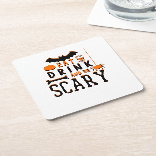 Eat Drink And Be Scary Funny Halloween Quote Rechteckiger Pappuntersetzer (angewinkelt)
