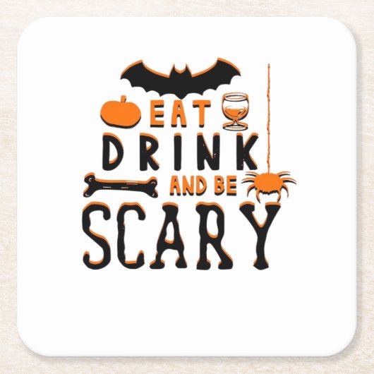 Eat Drink And Be Scary Funny Halloween Quote Rechteckiger Pappuntersetzer (Vorderseite)