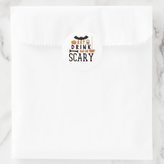 Eat Drink And Be Scary Funny Halloween Quote Runder Aufkleber (Tasche)