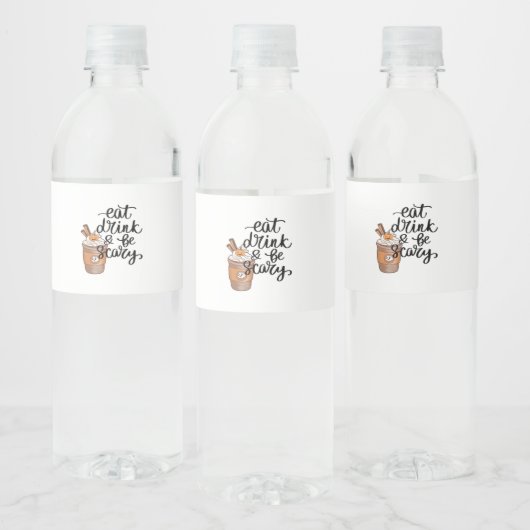 Eat Drink And Be Scary Funny Trendy Wasserflaschenetikett (Flaschen)