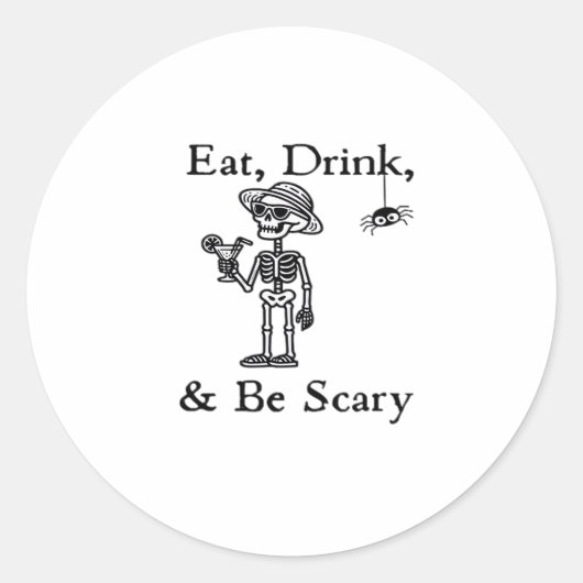 Eat Drink And Be Scary Halloween Aesthetic Style Runder Aufkleber (Vorderseite)