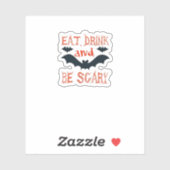 Eat Drink And Be Scary Halloween Bats Party Hallow Aufkleber (Blatt)