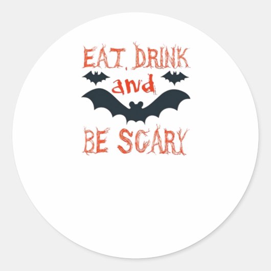 Eat Drink And Be Scary Halloween Bats Party Hallow Runder Aufkleber (Vorderseite)