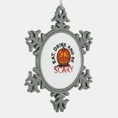 Eat Drink And Be Scary Halloween Design Schneeflocken Zinn-Ornament (Links)