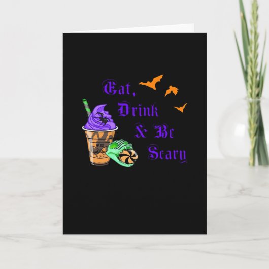 Eat Drink And Be Scary Halloween Minimal Clean Karte (Vorderseite)