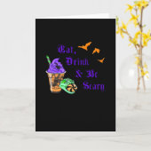 Eat Drink And Be Scary Halloween Minimal Clean Karte (Gelbe Blume)