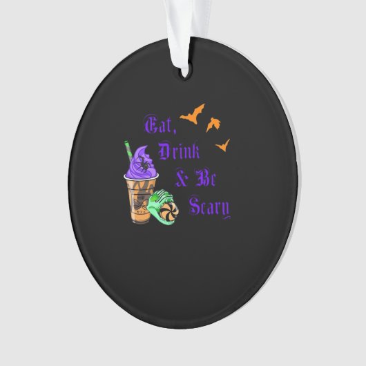 Eat Drink And Be Scary Halloween Minimal Clean Ornament (Vorderseite)