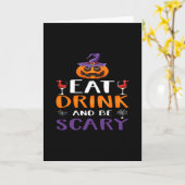 Eat Drink And Be Scary Halloween Party Witch Drink Karte (Gelbe Blume)