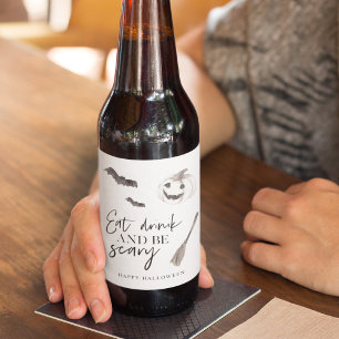 Eat Drink And Be Scary   Happy Halloween Bierflaschenetikett