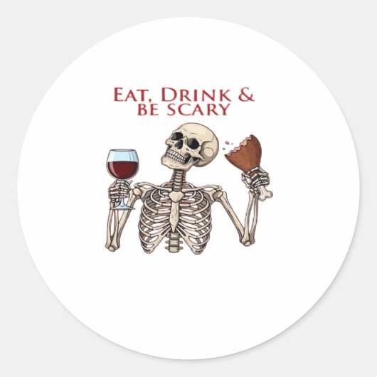 Eat Drink And Be Scary Minimal Clean Runder Aufkleber (Vorderseite)